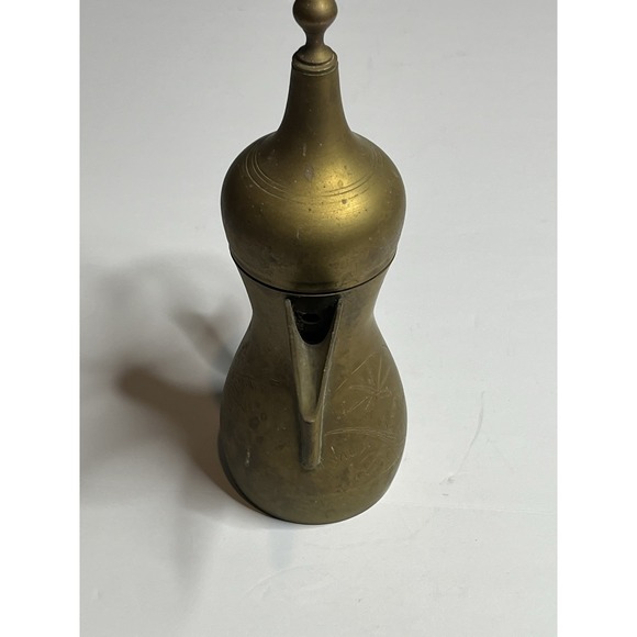 Vintage Middle Eastern Brass Dallah Coffee Tea Pot 12" Tall - Picture 5 of 10
